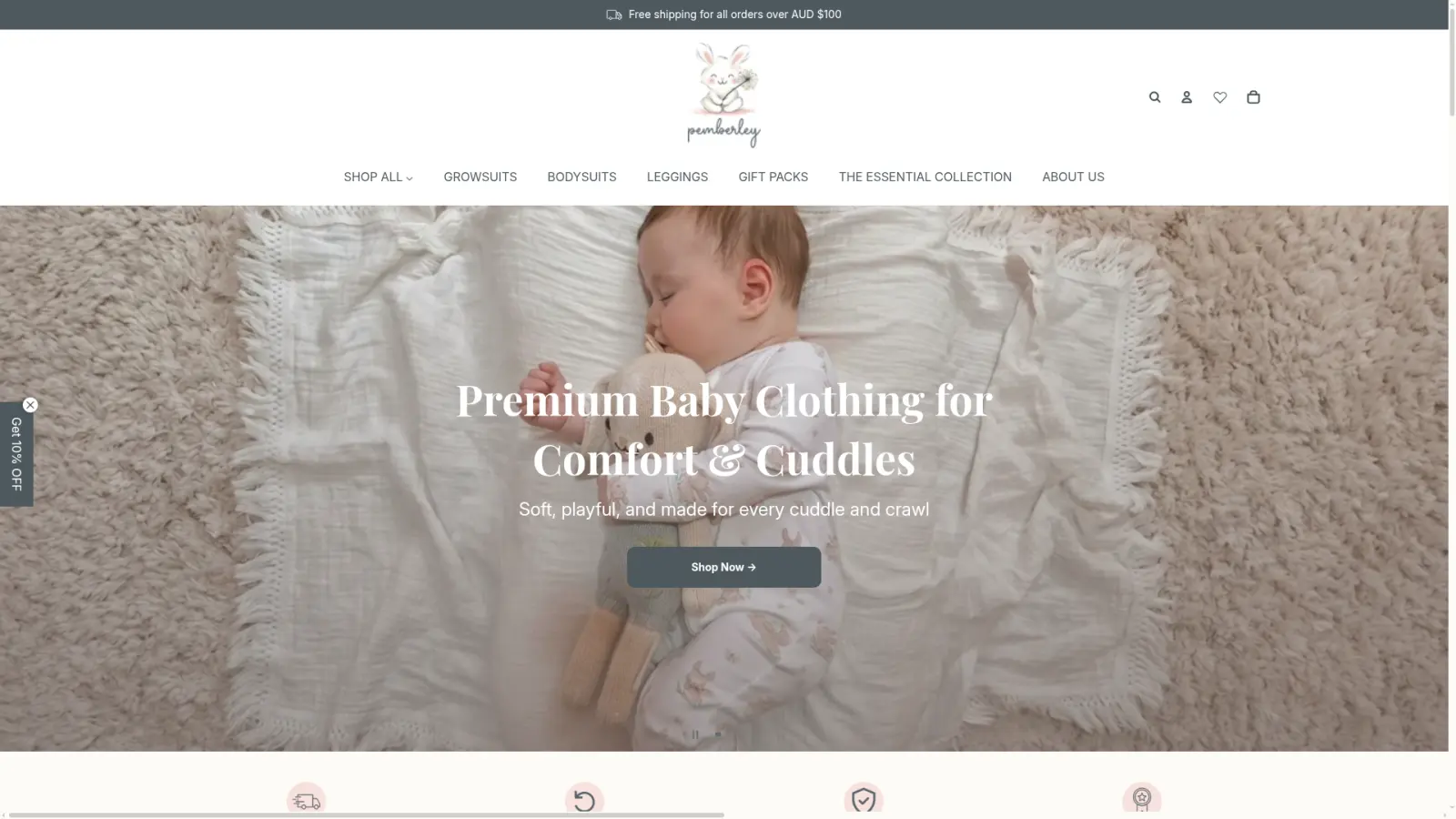 Premium Baby Clothing Brand website designed by Elinix AI