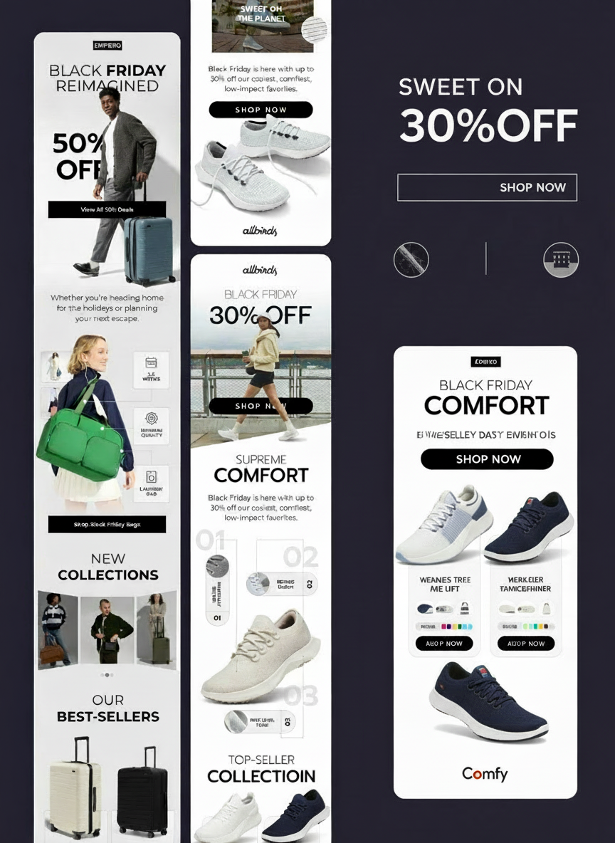 Empero & Comfy Black Friday Newsletter - Travel Bags and Shoes Email